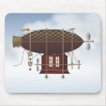 The Airship Petite Rouge Steampunk Flying Machine Mouse Pad