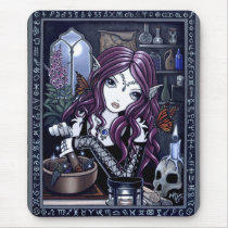alchemist, magic, spells, witch, skull, postion, butterfly, fox, glove, bottles, tattoo, fantasy, fairy, faerie, fae, fairies, faery, big, eyed, myka, jelina, mika, wizards, witches, Mouse pad with custom graphic design