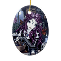 alchemist, gothic, spells, potion, fairy, fae, faerie, faeries, fairies, fantasy, skull, myka, jelina, mika, art, Ornament with custom graphic design