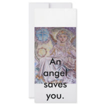 The angel of the Christmas rose., An angel save... Rack Card Design