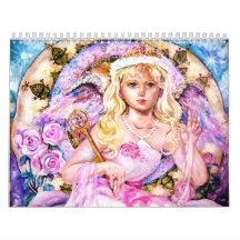 The angel of the rose quartz clock. calendar