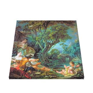 The Angler Boucher Francois rococo scene painting Canvas Print