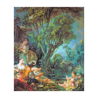 The Angler Boucher Francois rococo scene painting Canvas Print