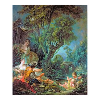 The Angler Boucher Francois rococo scene painting Poster