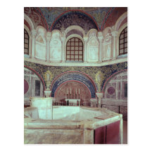The apse with the baptismal font post cards