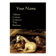 THE ARAB TENT WITH HORSES,OTHER ANIMALS ,black Business Card Template