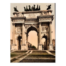 The Arch of Peace, Milan, Italy vintage Photochrom Post Card