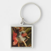 The Archangel Michael defeating Satan Keychains