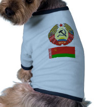 The arms and flag the Belarus Soviet Socialist Rep