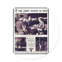 The Army Nurse In War Round Sticker