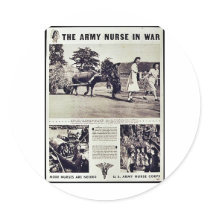 The Army Nurse In War Round Stickers