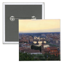 The Arno River and Ponte Vecchio in Florence, Pinback Button