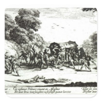 The Attack on the Stagecoach Square Stickers