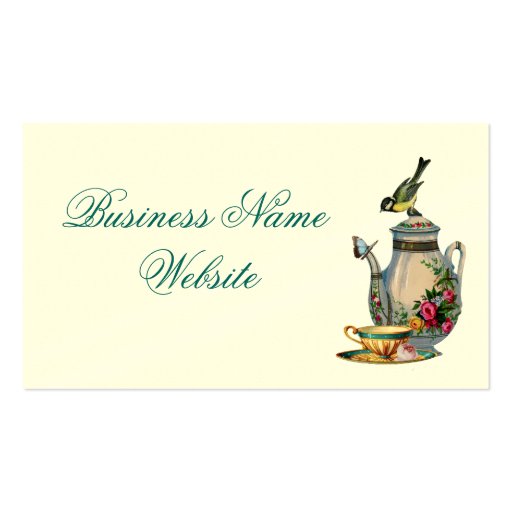 Thé au Petit Trianon on ivory with teapot Business Card Template (back side)