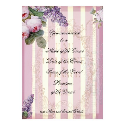 Thé au Petit Trianon Ã¢â‚¬â€œ rose Personalized Invitation
