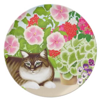 The Backyard Garden Jungle Cat Plate