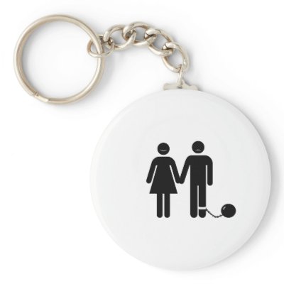 The "Ball and Chained" groom Keychains