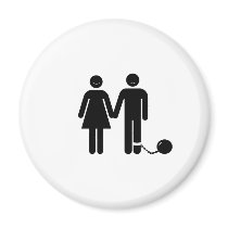 The "Ball and Chained" groom Refrigerator Magnets