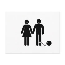 The "Ball and Chained" groom postcards