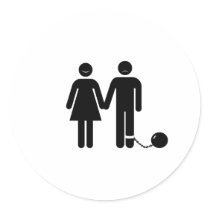 The "Ball and Chained" groom stickers