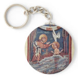 The Baptism Of Christ Detail By Meister Des Hitda- Keychain