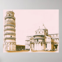 The Baptistry of St John and Leaning Tower Of Pisa Poster