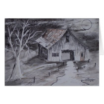 THE BARN folk art country painting drawing cards