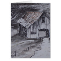 THE BARN folk art country painting drawing cards