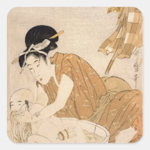 The Bath, Edo period Square Stickers