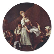 The Bathers By Longhi Pietro (Best Quality) Round Stickers