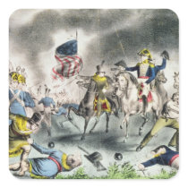 The Battle of New Orleans, pub.Nathaniel Currier Square Stickers