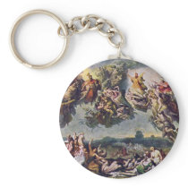 The Battle Of The Huns By Wilhelm Von Kaulbach Keychain