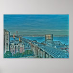 The Bay Bridge in the Evening Poster