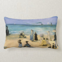 The Beach at Boulogne by Edouard Manet Pillows