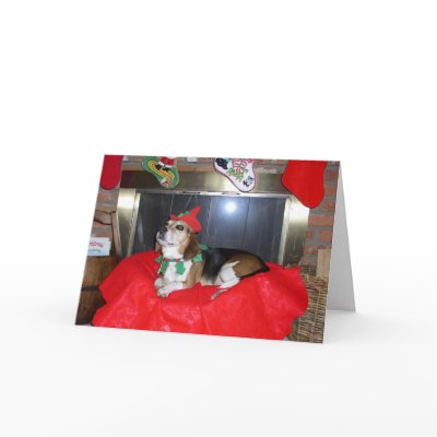 The Beagle Christmas Elf Greeting Card by jmonestero