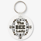 round_keychain - the bee lady with four deco bees