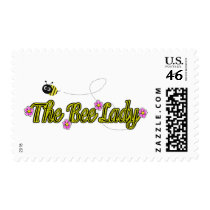 the bee lady with flowers postage