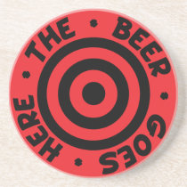 The Beer Goes Here Coaster in Black and Red coasters