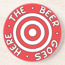 The Beer Goes Here Coaster in Red coasters