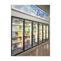The beer section of an Iowa grocery store. 2 Post Cards