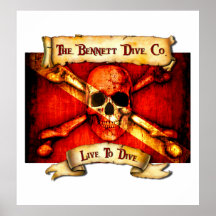 The Bennett Dive Company Flag Poster