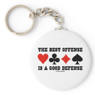 The Best Offense Is A Good Defense (Card Suits) keychain