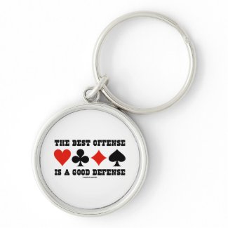 The Best Offense Is A Good Defense (Card Suits) keychain