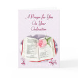 The Bible and rose prayer for Ordination Greeting Cards