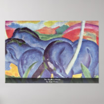 The Big Blue Horse By Marc Franz Posters