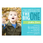 The Big One - Blue Birthday Invitation