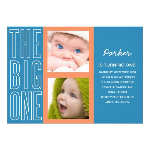 THE BIG ONE IN BLUE| FIRST BIRTHDAY INVITATION