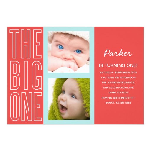 THE BIG ONE IN RED | FIRST BIRTHDAY INVITATION (front side)