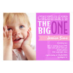 The Big One - Purple Birthday Invitation