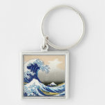 The big wave off Kanagawa Katsushika Hokusai Keychains